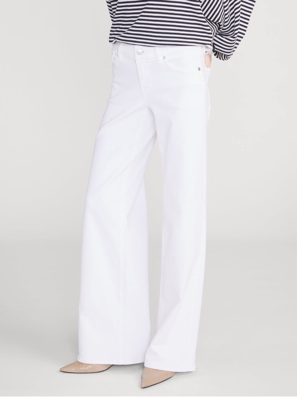 FRAME Low Rise Le Slim Palazzo Wide Leg Jeans White Size 30 NWT - Picture 3 of 9
